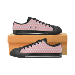 Colorful Dots On Pink Low Top Canvas Shoes for Kid (Model 018)