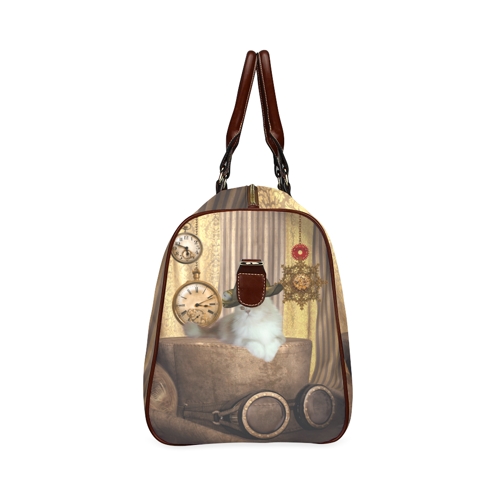 Funny steampunk cat Waterproof Travel Bag/Large (Model 1639)