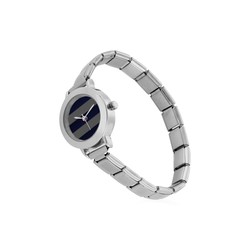 Blue Grey Stripes Women's Italian Charm Watch(Model 107)