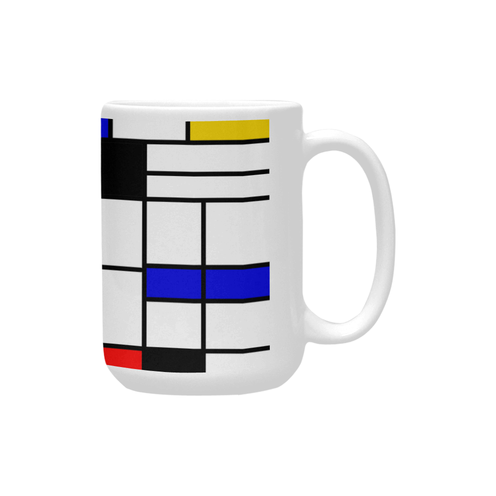 Bauhouse Composition Mondrian Style Custom Ceramic Mug (15OZ)