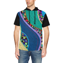Abstract Pattern Mix - Dots And Colors 1 All Over Print Short Sleeve Hoodie for Men (Model H32)