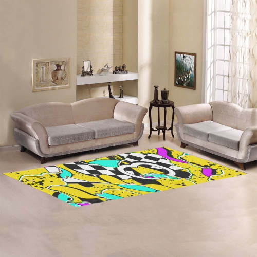 Shapes on a yellow background Area Rug 9'6''x3'3''
