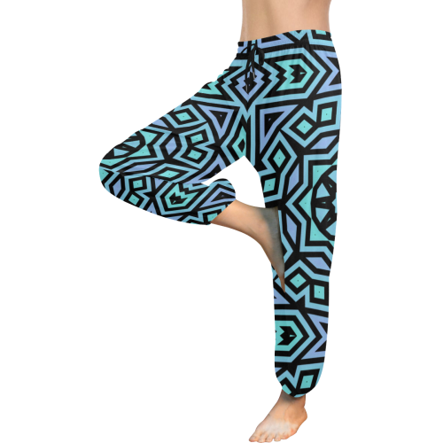 Aqua and Lilac Tribal Pattern Women's All Over Print Harem Pants (Model L18)
