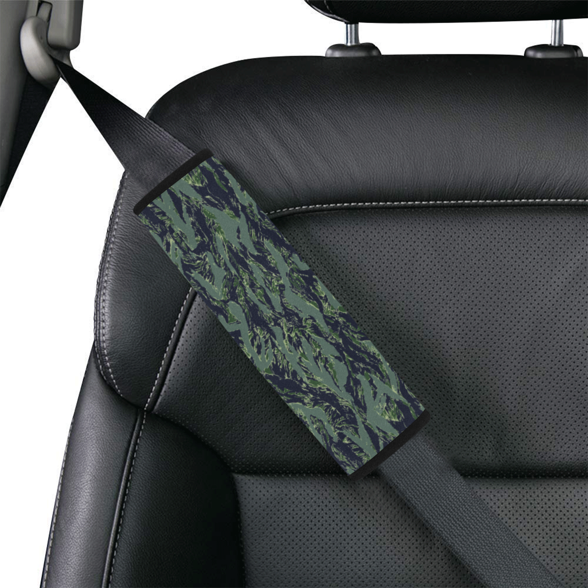 Jungle Tiger Stripe Green Camouflage Car Seat Belt Cover 7''x8.5''