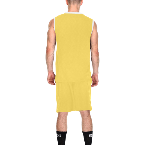 color mustard All Over Print Basketball Uniform