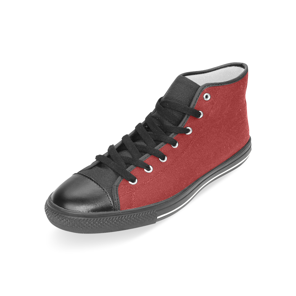 Red Wine and Black Women's Classic High Top Canvas Shoes (Model 017)