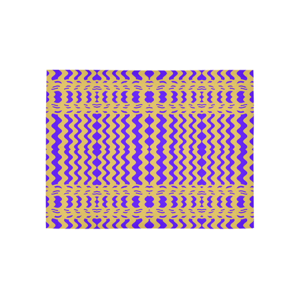 Purple Yellow Modern  Waves Lines Area Rug 5'3''x4'