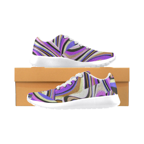 Groovy Retro Renewal - Purple Waves Women's Running Shoes/Large Size (Model 020)