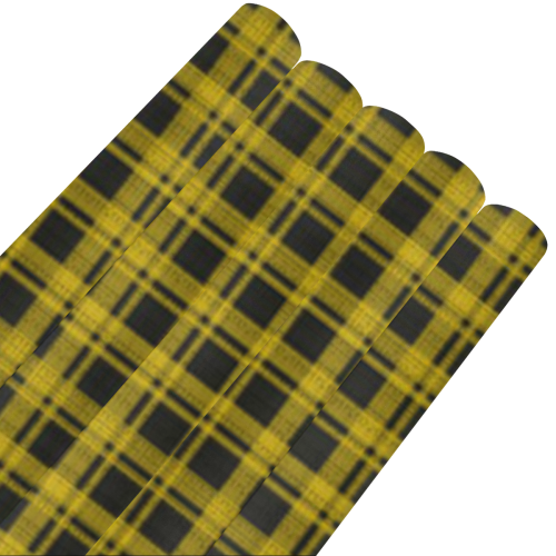 checkered Fabric yellow  black by FeelGood Gift Wrapping Paper 58"x 23" (5 Rolls)