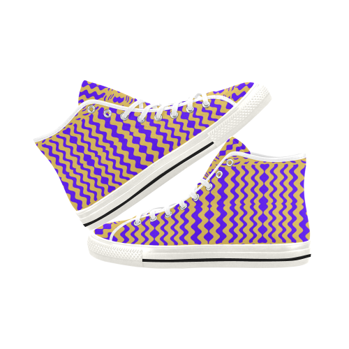 Purple Yellow Modern  Waves Lines Vancouver H Men's Canvas Shoes (1013-1)