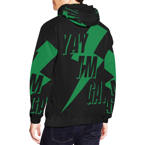 yay I'm gay green All Over Print Hoodie for Men/Large Size (USA Size) (Model H13)
