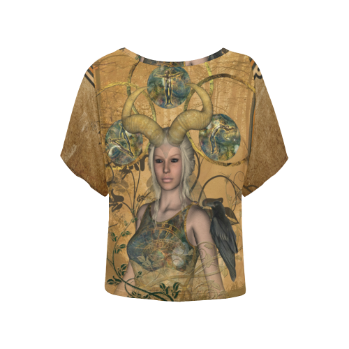 Wonderful dark fairy Women's Batwing-Sleeved Blouse T shirt (Model T44)