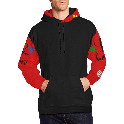 Fairlings Delight's Autism- Love has no words Men's Hoodie 53086G6 All Over Print Hoodie for Men (USA Size) (Model H13)