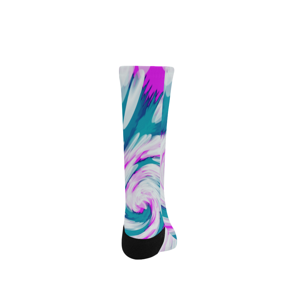 Turquoise Pink Tie Dye Swirl Abstract Women's Custom Socks