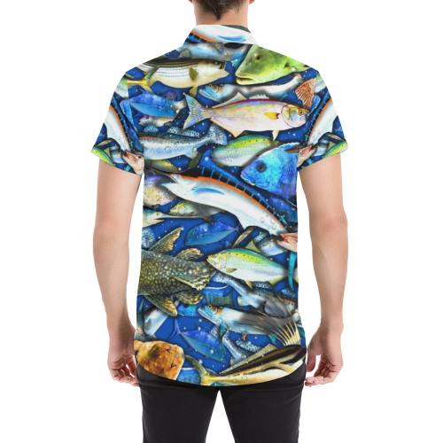 02 Deep Salt Water Fishing Collage- Gloria Sanchez Men's All Over Print Short Sleeve Shirt (Model T53)
