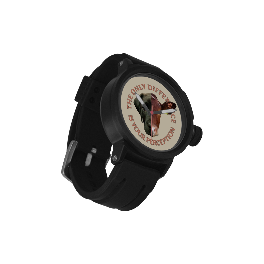 Vegan Cow and Dog Design with Slogan Men's Sports Watch(Model 309)