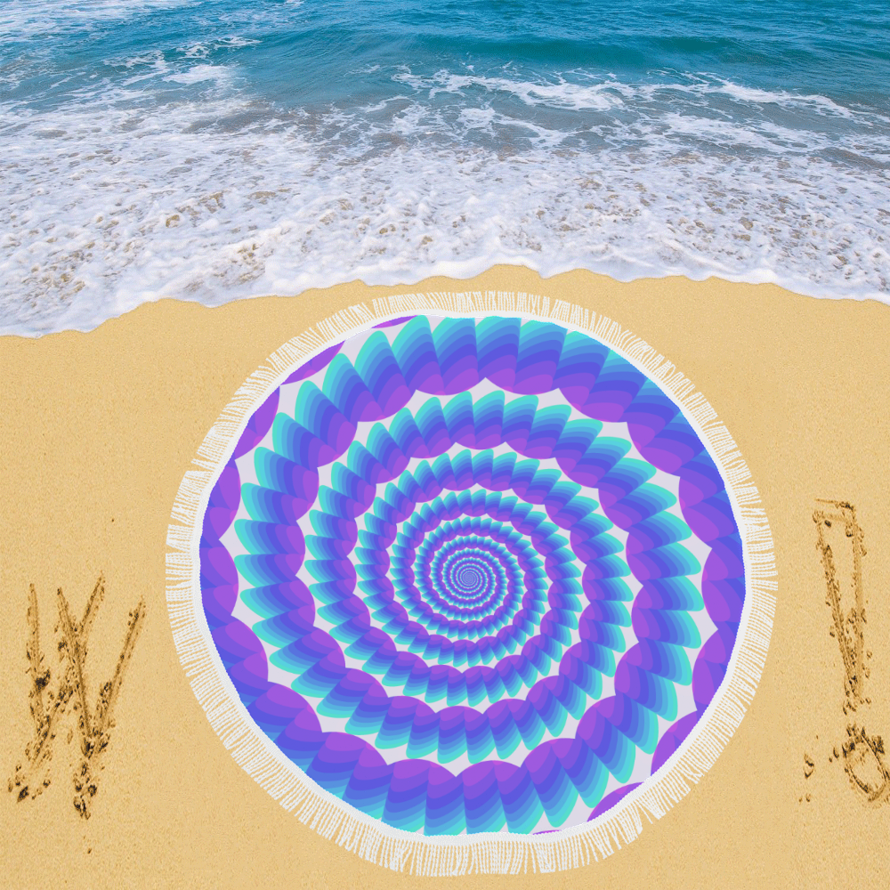 Blue and pink spiral Circular Beach Shawl 59"x 59"
