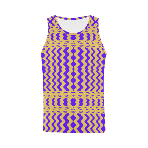 Purple Yellow Modern  Waves Lines All Over Print Tank Top for Men (Model T43)