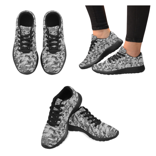 Woodland Urban City Black/Gray Camouflage Men's Running Shoes/Large Size (Model 020)