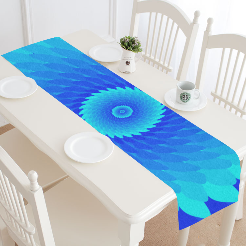 Royal blue spiral flower Table Runner 16x72 inch