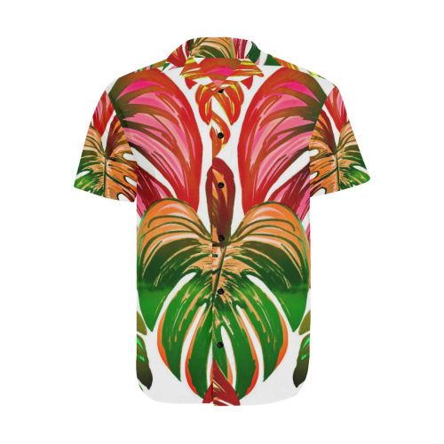 Pretty Leaves D by JamColors Men's Short Sleeve Shirt with Lapel Collar (Model T54)