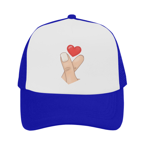 Finger Heart / Blue Trucker Hat