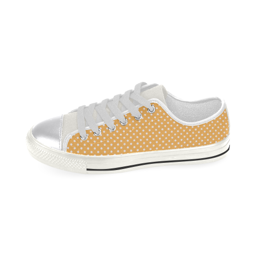 Yellow orange polka dots Canvas Women's Shoes/Large Size (Model 018)