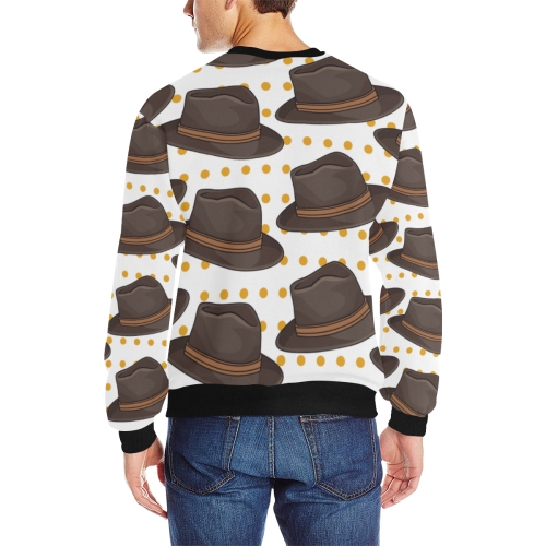 sudadera de hombre diseño sombreros Men's Rib Cuff Crew Neck Sweatshirt (Model H34)