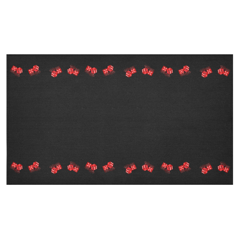 Las Vegas Craps Dice on Black Cotton Linen Tablecloth 60"x 104"