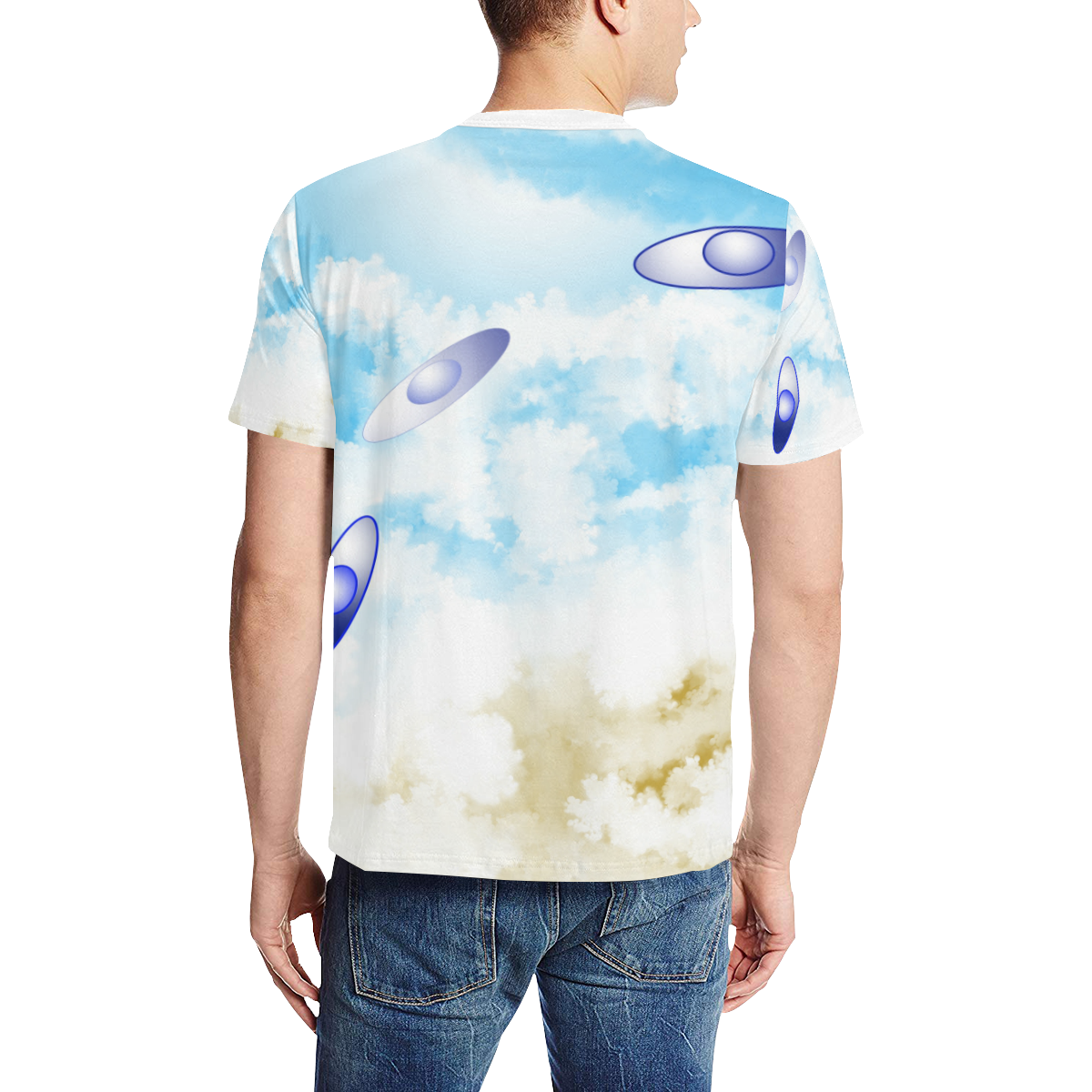 Love Blue Men's All Over Print T-Shirt (Solid Color Neck) (Model T63)
