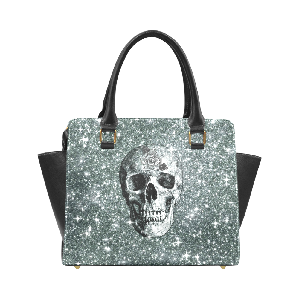 Modern sparkling Skull E by JamColors Rivet Shoulder Handbag (Model 1645)