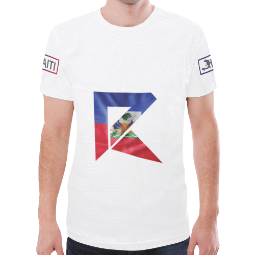 Haitian Flag Print T-shirt for Men (White) New All Over Print T-shirt for Men (Model T45)