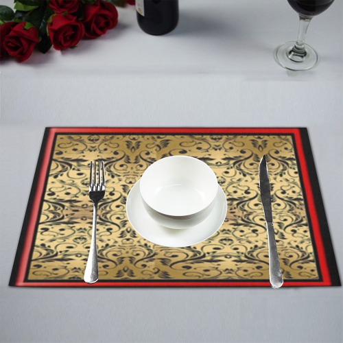 fancy golden florals six pieces dinner placemats by FlipStylez Designs Placemat 12’’ x 18’’ (Set of 6)
