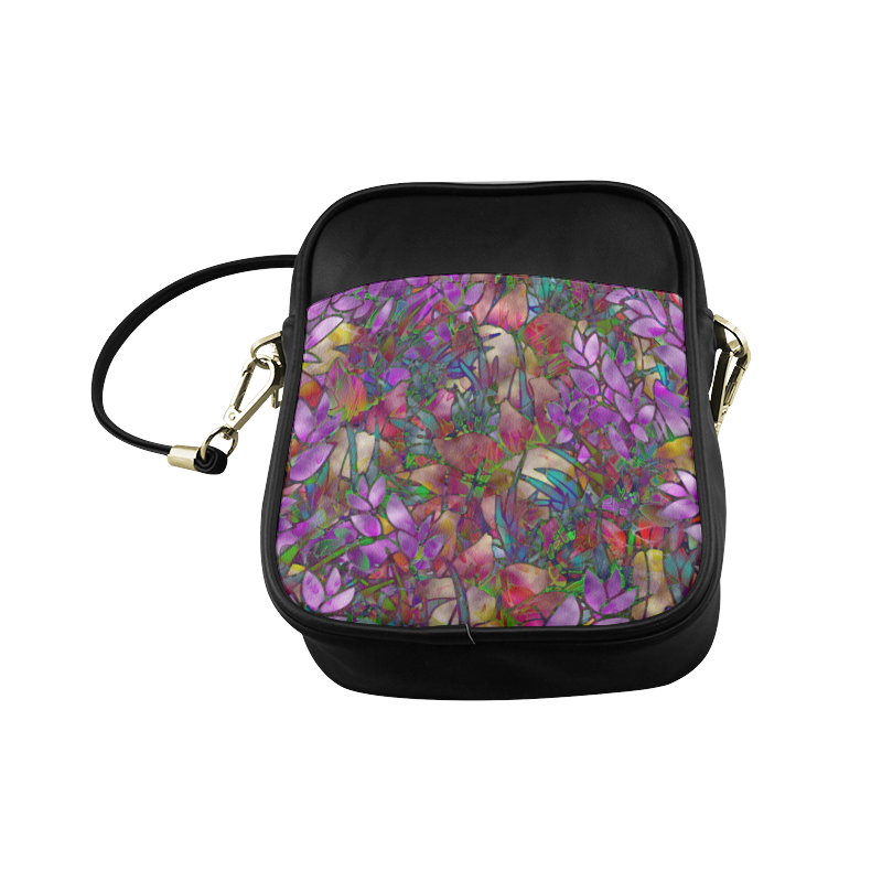Floral Abstract Stained Glass G175 Sling Bag (Model 1627)