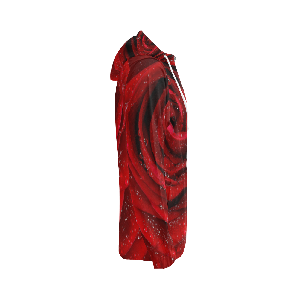 Red rosa All Over Print Full Zip Hoodie for Women (Model H14)