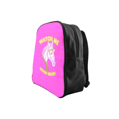 Watch Me Neigh Neigh Pink Kids School Backpack (Model 1601)(Small)