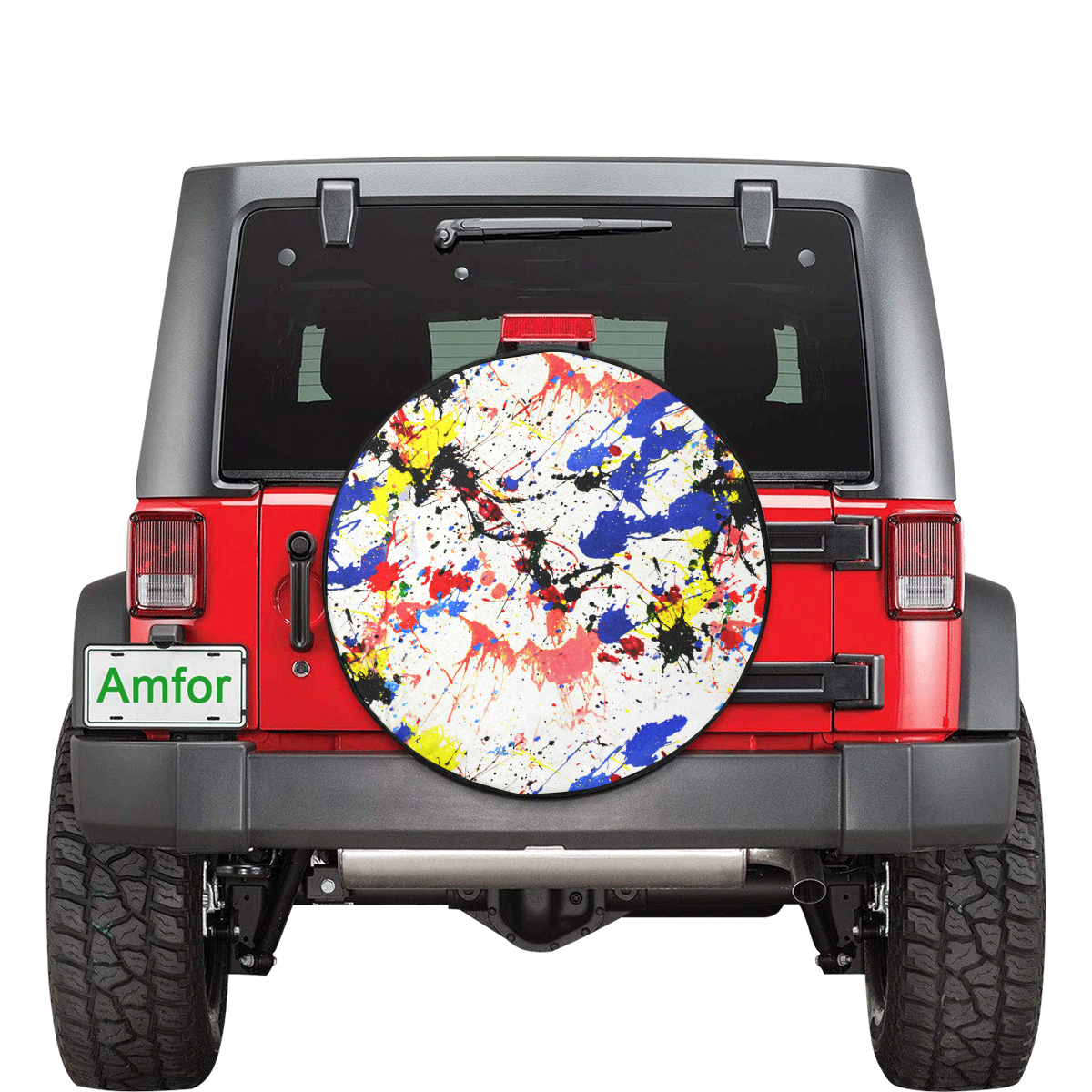 Blue and Red Paint Splatter 30 Inch Spare Tire Cover