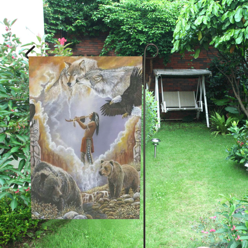 One With Nature Peace Pipe Garden Flag 28''x40'' （Without Flagpole）