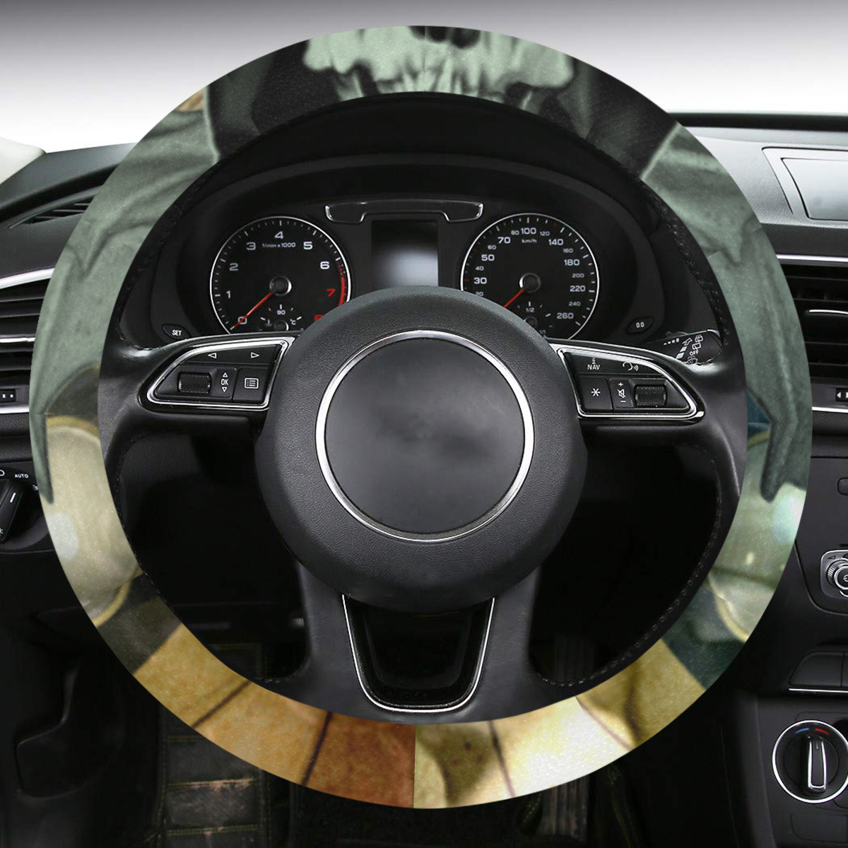 Awesome scary skull Steering Wheel Cover with Anti-Slip Insert