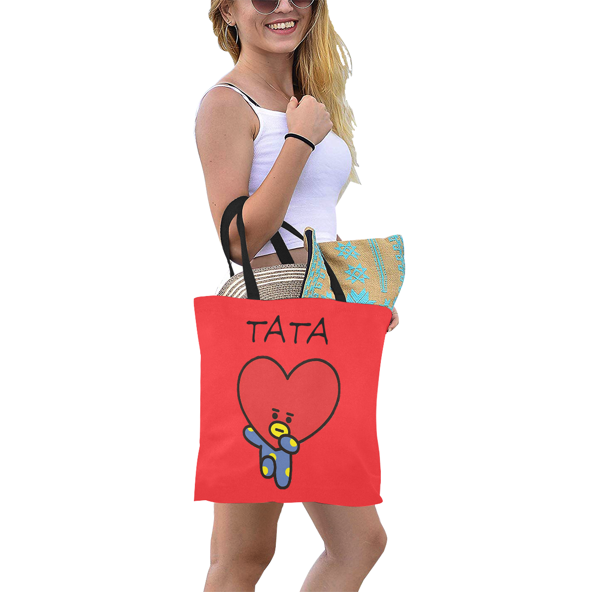 Tata All Over Print Canvas Tote Bag/Small (Model 1697)