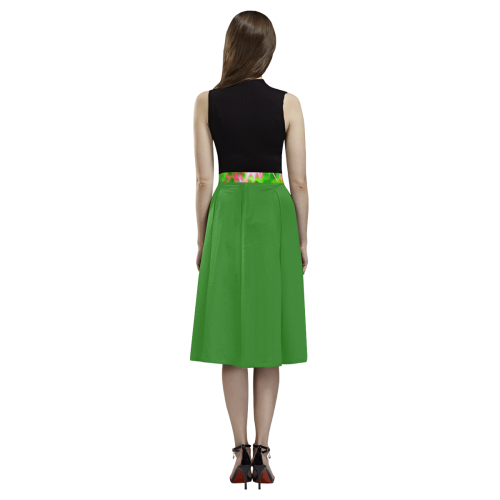Solid Green with Accent Waistband Aoede Crepe Skirt (Model D16)
