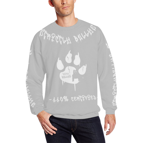 STRICTLY BULLYS CREW NECK GHOST GREY All Over Print Crewneck Sweatshirt for Men/Large (Model H18)