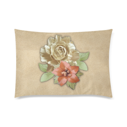 Leather flower decor Custom Zippered Pillow Case 20"x30"(Twin Sides)