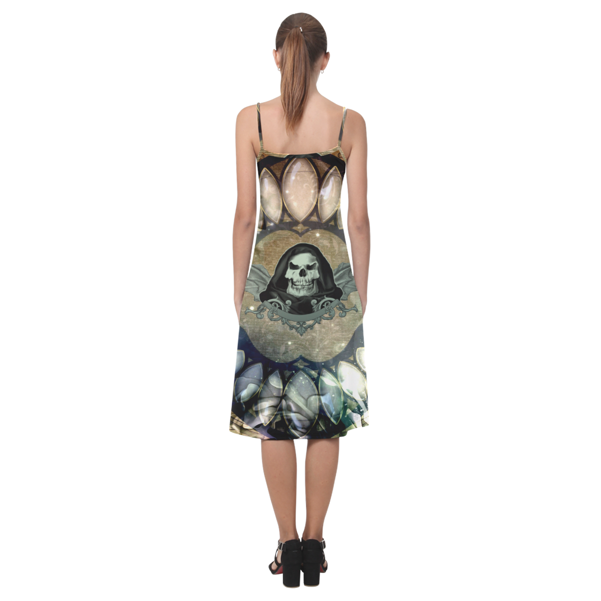 Awesome scary skull Alcestis Slip Dress (Model D05)