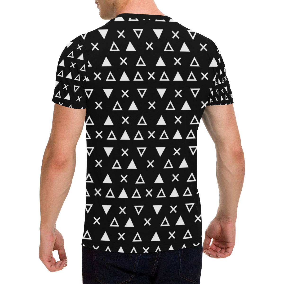 Geo Line Triangle Men's All Over Print T-Shirt with Chest Pocket (Model T56)