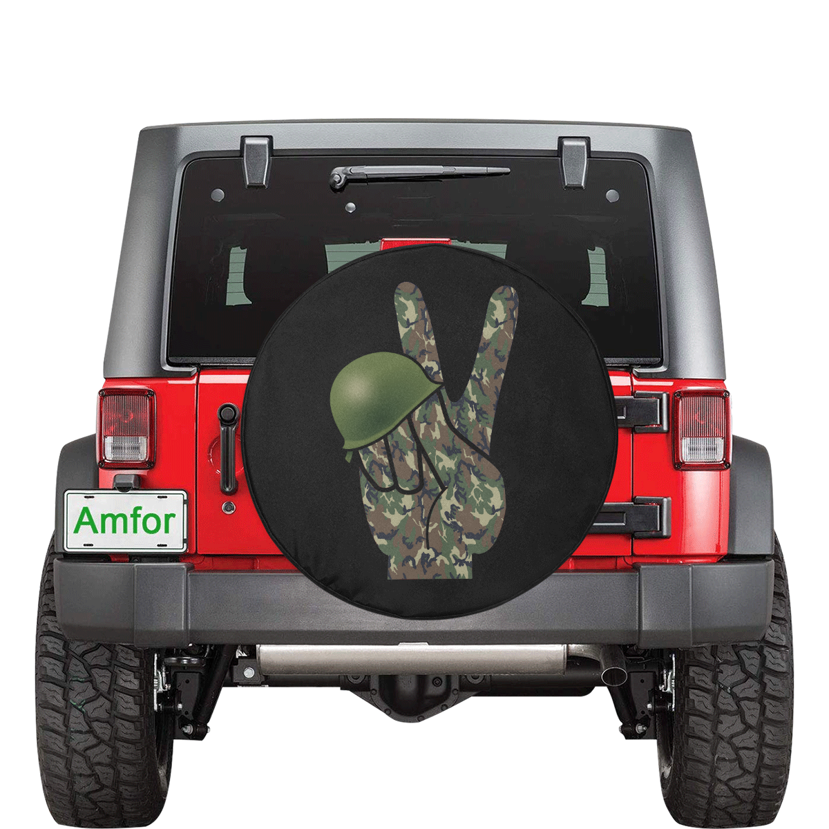 Forest Camouflage Peace Sign 34 Inch Spare Tire Cover