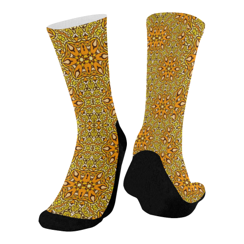 oriental Pattern 5 by JamColors Mid-Calf Socks (Black Sole)