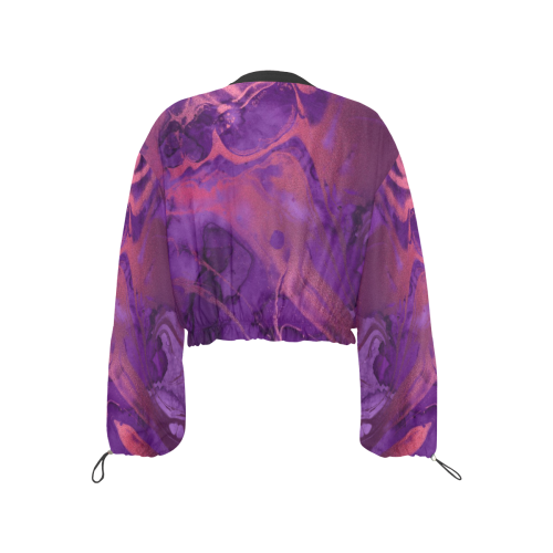 FD's Purple Marble Collection- Women's Purple Crop Chiffon Marble  Jacket 53086 Cropped Chiffon Jacket for Women (Model H30)