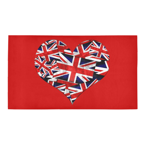 Union Jack British UK Flag Heart on Red Bath Rug 16''x 28''