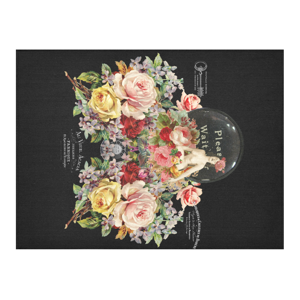Nuit des Roses Revisited Cotton Linen Tablecloth 52"x 70"